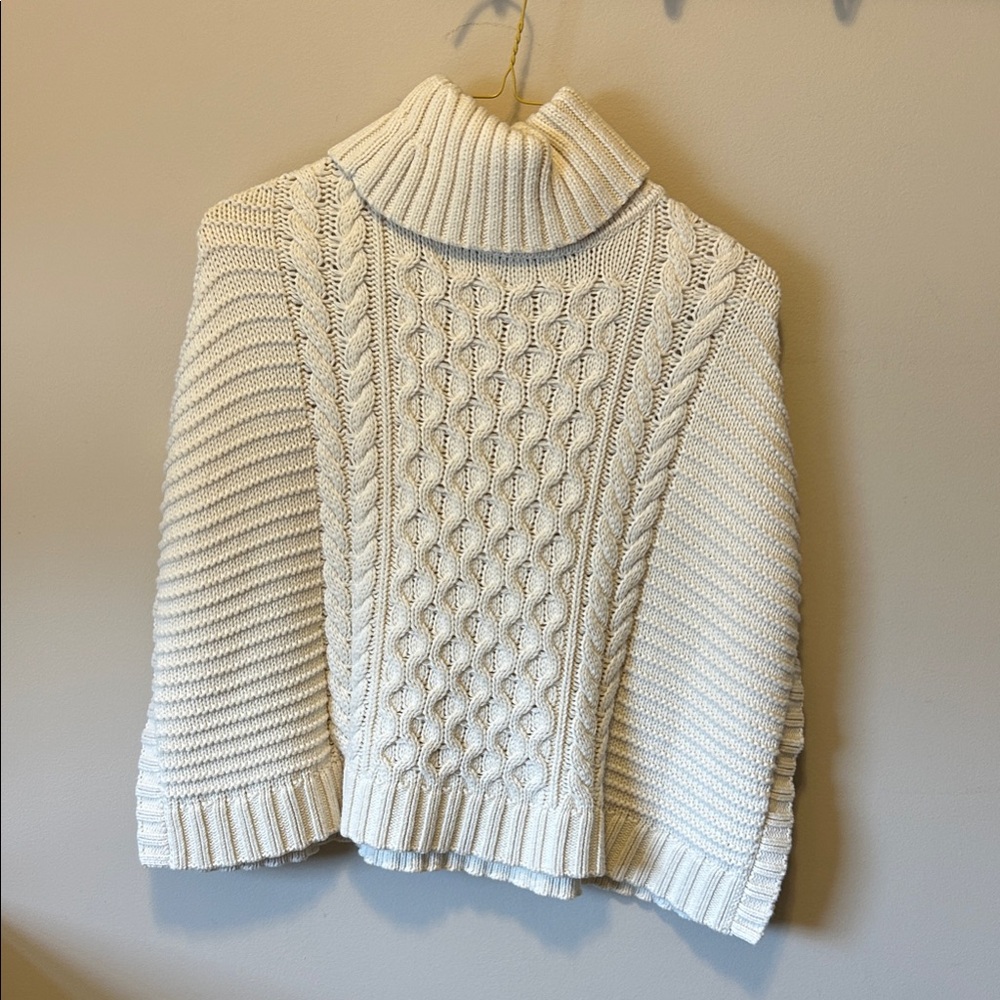 Girls OshKosh Cozy Cable Knit Turtleneck Sweater poncho - Cream